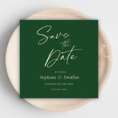 Grüne Minimalistische Moderne Elegante Hochzeit Save The Date