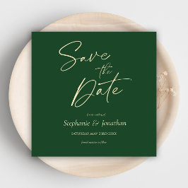 Grüne Minimalistische Moderne Elegante Hochzeit Save The Date