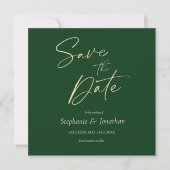 Grüne Minimalistische Moderne Elegante Hochzeit Save The Date (Vorderseite)