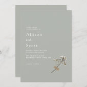 Grüne Minimalistische Schriftzeichen-Handpresse Einladung (Vorne/Hinten)