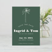 Grüne Minimalistische Tropen Save The Date (Stehend Vorderseite)