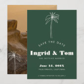 Grüne Minimalistische Tropen Save The Date (Vorne/Hinten)