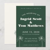 Grüne Minimalistische Tropenhochzeit Einladung (Vorne/Hinten)