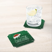 Grüne Minimalistische Typografie Frohe Weihnachtsz Untersetzer (Vor Ort)