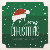 Grüne Minimalistische Typografie Frohe Weihnachtsz Untersetzer (Vorderseite)