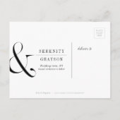 Grüne minimalistische typografische Hochzeit speic Ankündigungspostkarte (Rückseite)