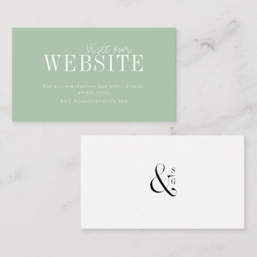 Grüne minimalistische typografische Website Beipac Platzkarte (Vorne/Hinten)