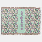 Grüne Minz-Beige abstrakte geometrische Musterbeze Decke (Vorderseite)