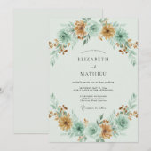 Grüne Minze Erdig Herbstliche Hochzeit Einladung (Vorne/Hinten)