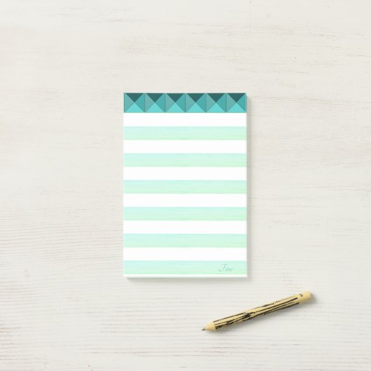 Grüne Minze Formen & Streifen Post-it Klebezettel (Auf Schreibtisch)