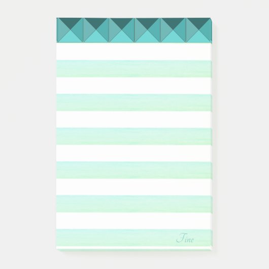 Grüne Minze Formen & Streifen Post-it Klebezettel (Vorderseite)