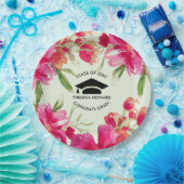 Grüne Minze Fuchsia Bloral Graduation Party Pappteller (Party)