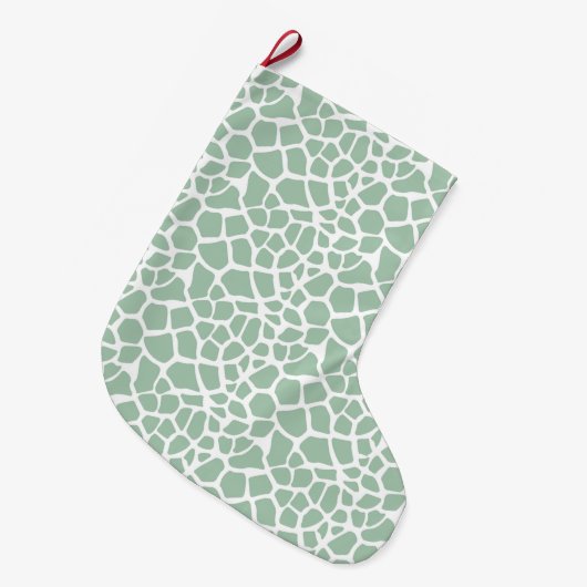 Grüne Minze Giraffe Print Großer Weihnachtsstrumpf (Vorderansicht (hängend))