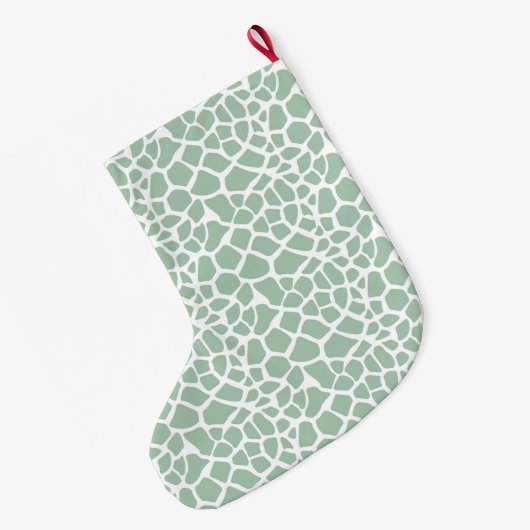 Grüne Minze Giraffe Print Großer Weihnachtsstrumpf (Rückseite (Hängend))