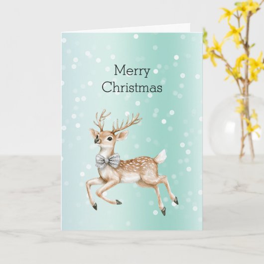 Grüne Minze Ombre Konfetti Hirsch Weihnachten Karte (Gelbe Blume)