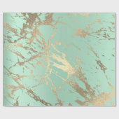 Grüne Minze Pastel Gold Marmor Shiny Abstrakt Geschenkpapier (Flach)