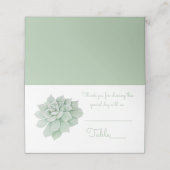 Grüne Minze Sukkulente Cactus Watercolor Wedding Platzkarte (Außenseite Aufgefaltet)