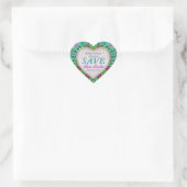 Grüne Minze und rosa Save the Date Heart Stickers (Tasche)