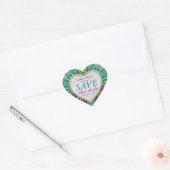 Grüne Minze und rosa Save the Date Heart Stickers (Umschlag)