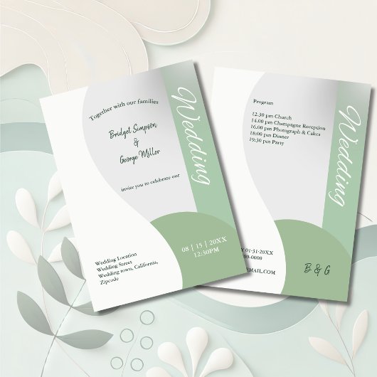 Grüne Minzetöne schlichte Hochzeit Einladung