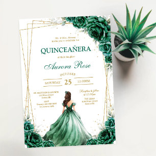 Grüne Mis Quince Quinceañera Geburtstagseinladung Einladung