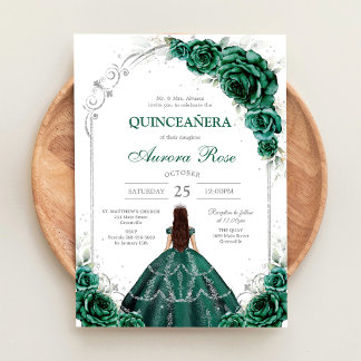 Grüne Mis Quince Quinceañera Geburtstagseinladung Einladung