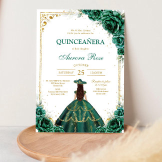 Grüne Mis Quince Quinceañera Geburtstagseinladung Einladung