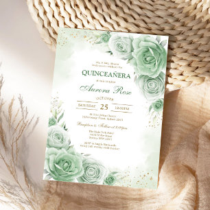 Grüne Mis Quince Quinceañera Geburtstagseinladung Einladung