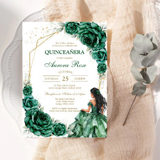 Grüne Mis Quince Quinceañera Geburtstagseinladung Einladung