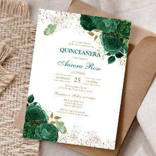 Grüne Mis Quince Quinceañera Geburtstagseinladung Einladung