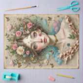 Grüne Mit Augen Girl mit Blume und Schmetterlingen Seidenpapier (Basteln)