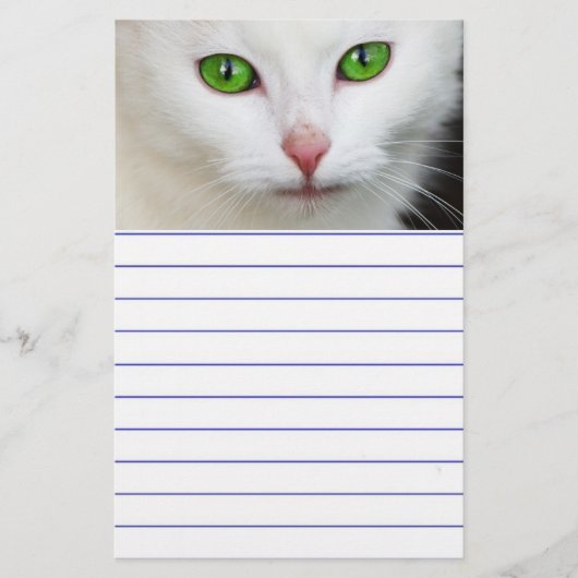 Grüne Mit Augen Katze Briefpapier (Vorderseite)