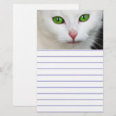 Grüne Mit Augen Katze Briefpapier (Vorne/Hinten)