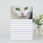 Grüne Mit Augen Katze Briefpapier (Stehend Vorderseite)