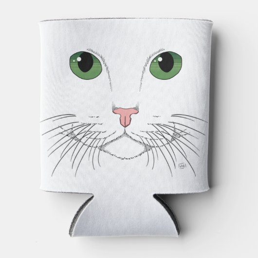 Grüne Mit Augen Katze Dosenkühler (Vorderseite)