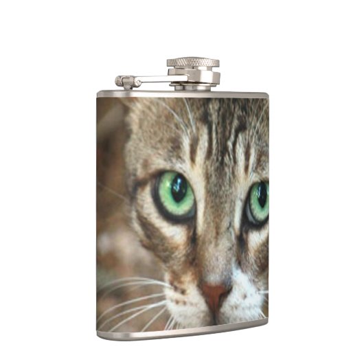 Grüne mit Augen Katze Flachmann (Rechts)