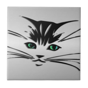 Grüne Mit Augen Katze Fliese