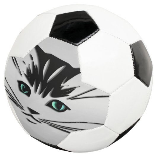 Grüne Mit Augen Katze Fußball (Dreiviertel)