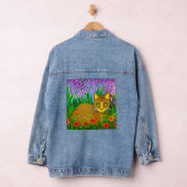 Grüne Mit Augen Katze im Blumengarten Jeansjacke (Hangar)