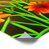 Grüne Mit Augen Katze im Blumengarten Poster (Ecke)