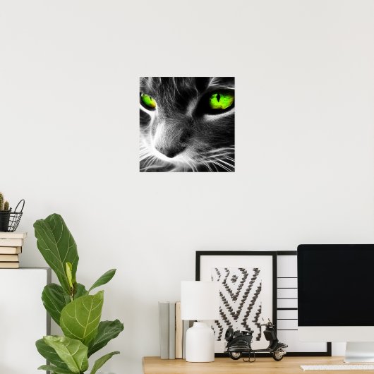 Grüne Mit Augen Katze Nah drucken Poster (Heimbüro)