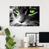 Grüne Mit Augen Katze Nah drucken Poster (Heimbüro)