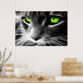 Grüne Mit Augen Katze Nah drucken Poster (Küche)