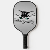 Grüne Mit Augen Katze Pickleball Schläger (Vorderseite)