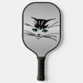 Grüne Mit Augen Katze Pickleball Schläger (Rückseite)