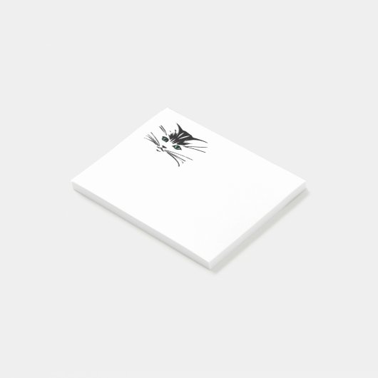 Grüne Mit Augen Katze Post-it Klebezettel (angewinkelt)