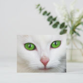 Grüne Mit Augen Katze Postkarte (Stehend Vorderseite)
