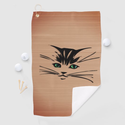 Grüne Mit Augen Katze Rustikal Golfhandtuch (Insitu)