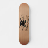 Grüne Mit Augen Katze Rustikal Skateboard (Vorne)