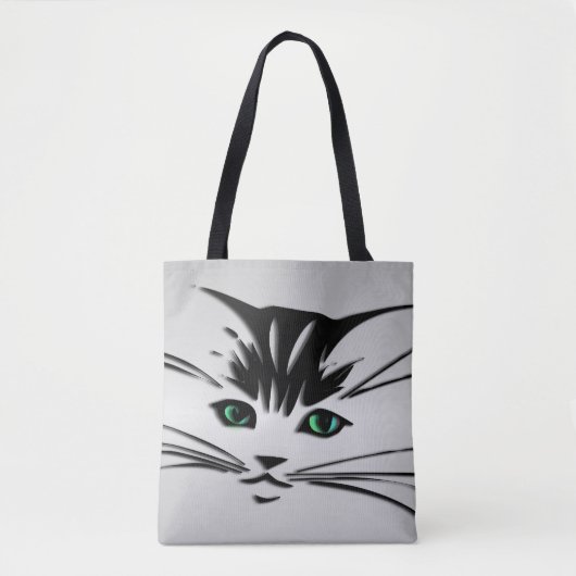 Grüne Mit Augen Katze Tasche (Vorderseite)